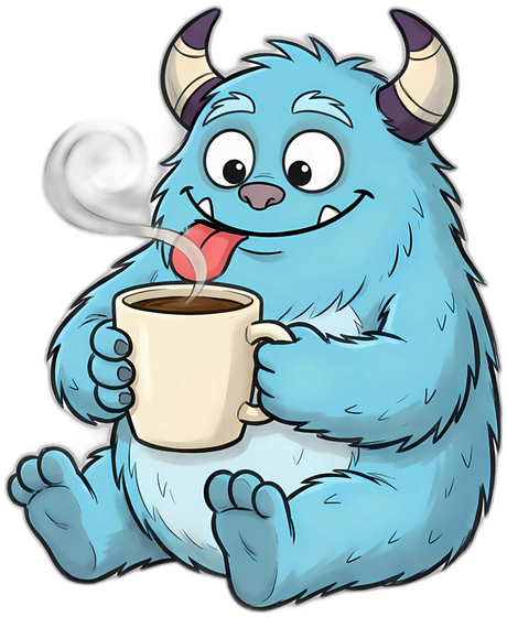 Yoncel sipping a mug of cocoa